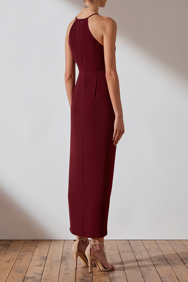 Core High Neck Ruched Dress | Burgundy ...